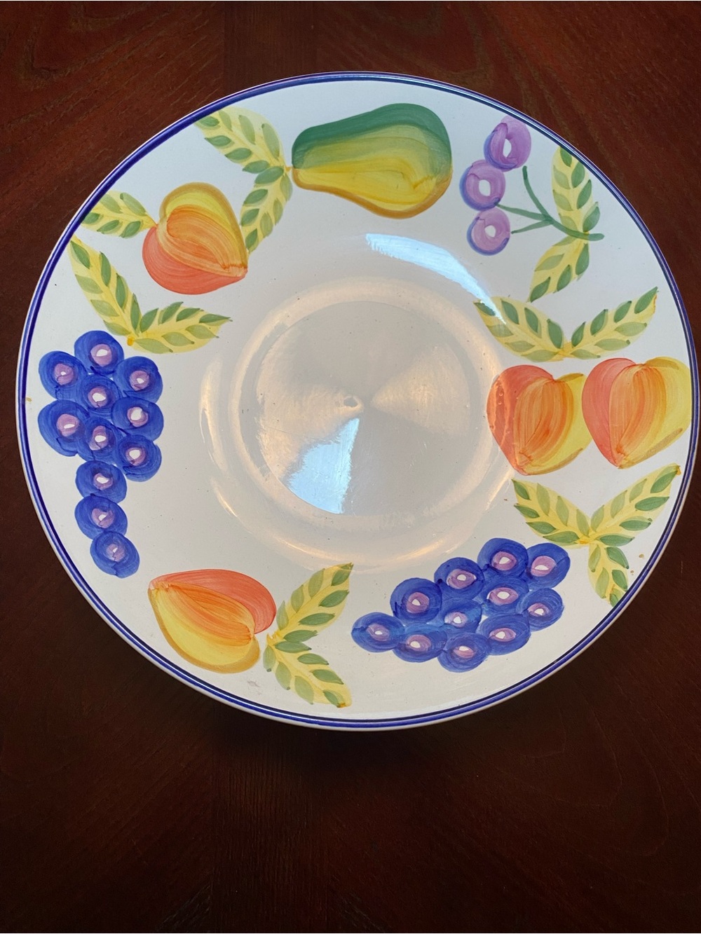 Artist Touch Orchard Jubilee Hand-Painted Fruit Ceramic Serving bowl 12 in